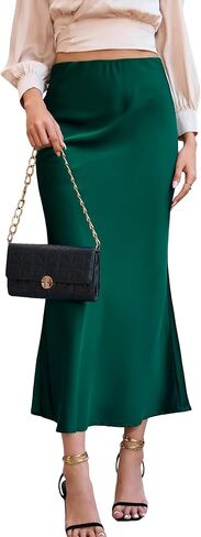 Women's Maxi Skirt Elegant Satin Fishtail High Waist Midi Long Silk Casual Skirts for Cocktail Party Wedding in Saudi Arabia