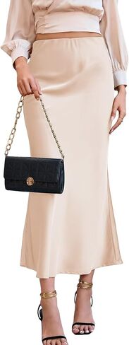 Women's Maxi Skirt Elegant Satin Fishtail High Waist Midi Long Silk Casual Skirts for Cocktail Party Wedding in Saudi Arabia