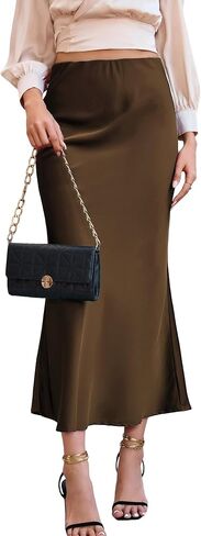 Women's Maxi Skirt Elegant Satin Fishtail High Waist Midi Long Silk Casual Skirts for Cocktail Party Wedding in Saudi Arabia