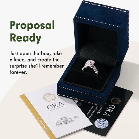 Moissanite Engagement Ring for Women Bridal Rings Set 3CT Moissanite Ring Emerald Cut D Color VVS1 Promise Ring Stackable Ring Anniversary Birthday Gift Size 5-10 in Saudi Arabia