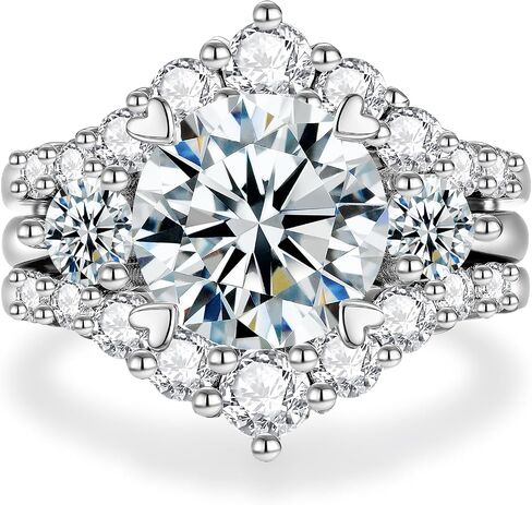 Total 5.5cttw(3.5CT Center Stone) Moissanite Wedding Bridal Rings Set, 925 Sterling Silver, Round Cut D Color VVS1, Engagement Anniversary Promise Rings with Certificate, Ideal Gift for Women in Kuwait