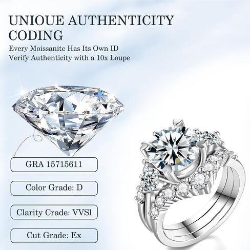 Total 5.5cttw(3.5CT Center Stone) Moissanite Wedding Bridal Rings Set, 925 Sterling Silver, Round Cut D Color VVS1, Engagement Anniversary Promise Rings with Certificate, Ideal Gift for Women in Kuwait