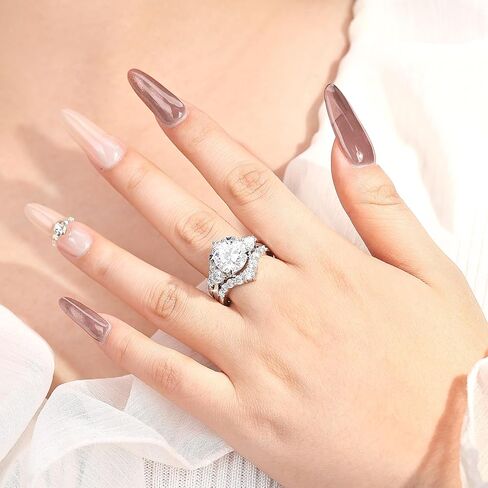 Total 5.5cttw(3.5CT Center Stone) Moissanite Wedding Bridal Rings Set, 925 Sterling Silver, Round Cut D Color VVS1, Engagement Anniversary Promise Rings with Certificate, Ideal Gift for Women in Kuwait