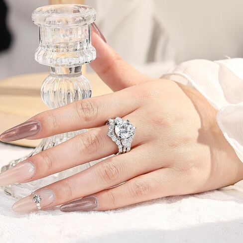 Total 5.5cttw(3.5CT Center Stone) Moissanite Wedding Bridal Rings Set, 925 Sterling Silver, Round Cut D Color VVS1, Engagement Anniversary Promise Rings with Certificate, Ideal Gift for Women in Kuwait