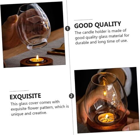 Operitacx Glass Candle Shade with Flower Pattern Glass Cover for Candle for Romantic Dinner and Home Décor in Kuwait
