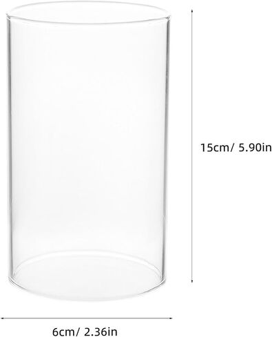 jojofuny Glass Cylinder Candle Shade 6x15cm Open Ended Glass Candle Holder for Table Centerpiece Home Décor in Kuwait