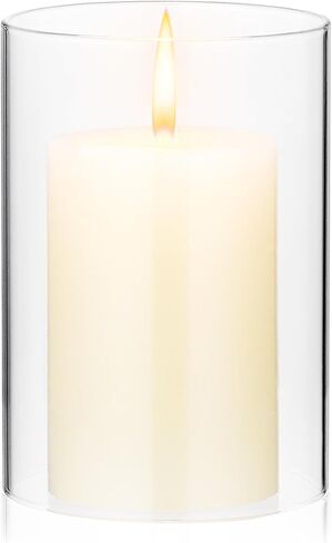 Housoutil Glass Pillar Candle Holder Cylindrical Candle Shade 7x10cm Windproof for Home and Dining Table Decor in Saudi Arabia