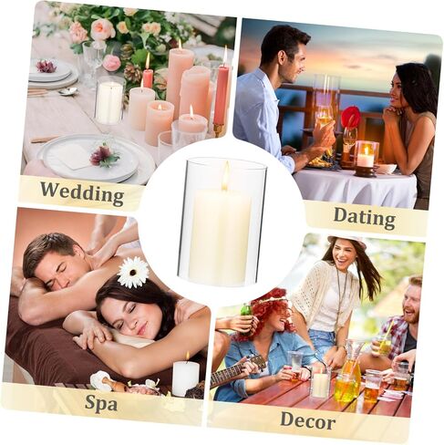 Housoutil Glass Pillar Candle Holder Cylindrical Candle Shade 7x10cm Windproof for Home and Dining Table Decor in Saudi Arabia