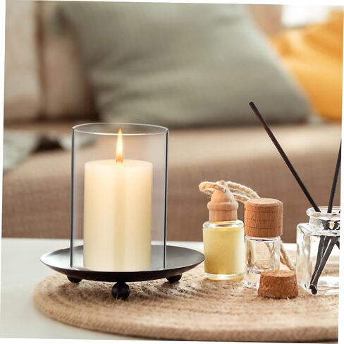 Housoutil Glass Pillar Candle Holder Cylindrical Candle Shade 7x10cm Windproof for Home and Dining Table Decor in Saudi Arabia