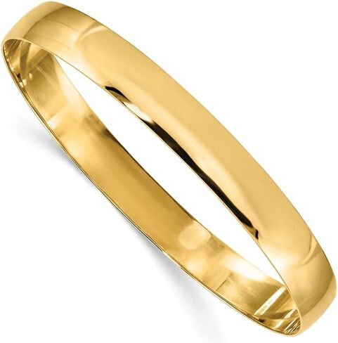 14K Yellow Gold 8mm Solid Polished Half-Round Slip-On Bangle in Kuwait