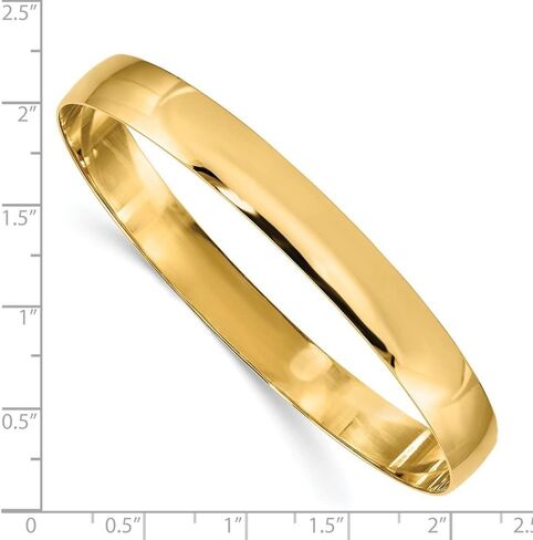 14K Yellow Gold 8mm Solid Polished Half-Round Slip-On Bangle in Kuwait