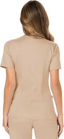 Cherokee Scrub Set for Women Modern Classic Fit Mock Wrap Top WW610 with Mid Rise Moderate Flare Drawstring Pant-WW120, Khaki- M Top/M Pant in Kuwait