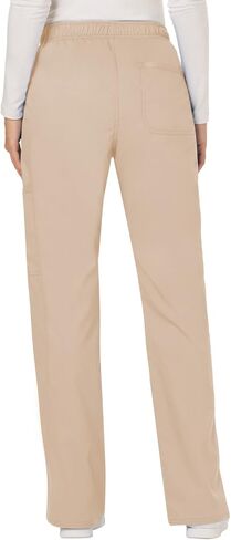 Cherokee Scrub Set for Women Modern Classic Fit Mock Wrap Top WW610 with Mid Rise Moderate Flare Drawstring Pant-WW120, Khaki- M Top/M Pant in Kuwait
