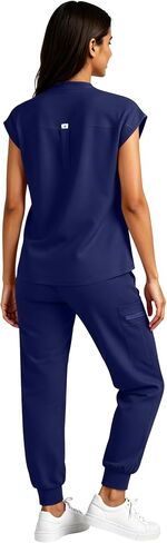 Women's Scrub Set - Sleeveless Stand-up Collar & Joggers - 11 Pockets - 4-Way Stretch Medical Nursing Uniform in Saudi Arabia