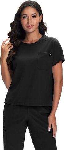 Scrub for Women Set - Round Neck Crop Scrub Top & Flare Leg Pants, Slim-Fit, 5-Way Stretch in Saudi Arabia