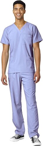 WonderWink W123 Unisex 4-Pocket Utility Top & Unisex Multi-cargo pant Scrub Set + Badge Reel in Kuwait
