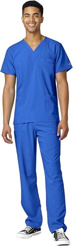 WonderWink W123 Unisex 4-Pocket Utility Top & Unisex Multi-cargo pant Scrub Set + Badge Reel in Kuwait