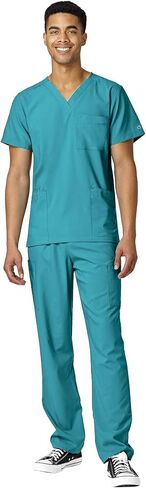 WonderWink W123 Unisex 4-Pocket Utility Top & Unisex Multi-cargo pant Scrub Set + Badge Reel in Kuwait