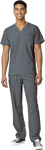 WonderWink W123 Unisex 4-Pocket Utility Top & Unisex Multi-cargo pant Scrub Set + Badge Reel in Kuwait