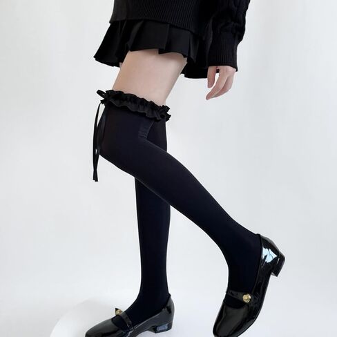 2pcsThigh High Stockings for Women -with Bow Sheer Pantyhose Cute Lolita Knee High Stockings for Daily & Cosplay in Kuwait
