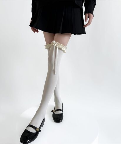 2pcsThigh High Stockings for Women -with Bow Sheer Pantyhose Cute Lolita Knee High Stockings for Daily & Cosplay in Kuwait