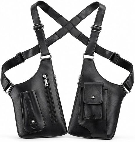 Large Double Shoulder Armpit Bag for Men, PU Leather Anti-Theft Underarm Holster Shoulder Wallet for Travel Cycling in Kuwait