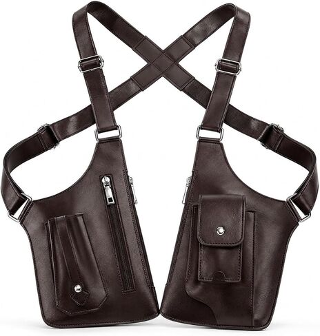 Large Double Shoulder Armpit Bag for Men, PU Leather Anti-Theft Underarm Holster Shoulder Wallet for Travel Cycling in Kuwait