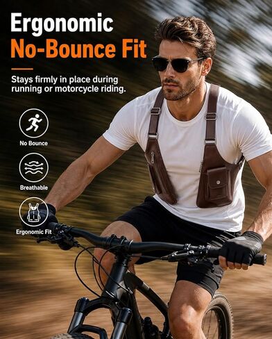 Large Double Shoulder Armpit Bag for Men, PU Leather Anti-Theft Underarm Holster Shoulder Wallet for Travel Cycling in Kuwait