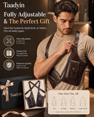 Large Double Shoulder Armpit Bag for Men, PU Leather Anti-Theft Underarm Holster Shoulder Wallet for Travel Cycling in Kuwait