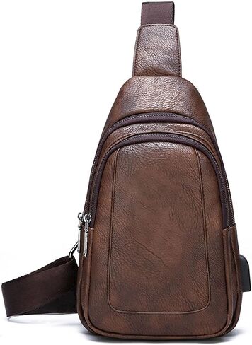 Men's Chest Bag,Sling Crossbody Shoulder Bag,Satchel Pouch Side Crossover Bag,Casual Bag Pack for Travel Daily (Brown) in Saudi Arabia