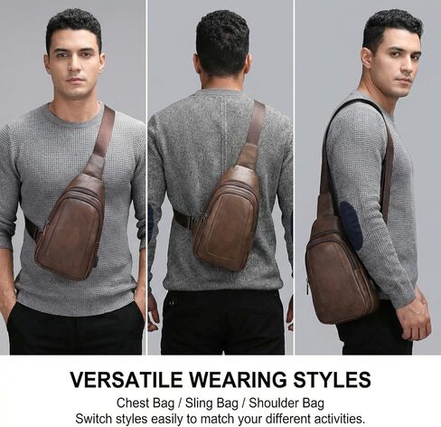 Men's Chest Bag,Sling Crossbody Shoulder Bag,Satchel Pouch Side Crossover Bag,Casual Bag Pack for Travel Daily (Brown) in Saudi Arabia