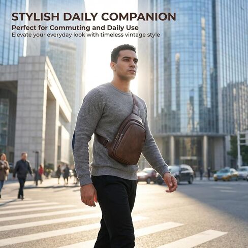 Men's Chest Bag,Sling Crossbody Shoulder Bag,Satchel Pouch Side Crossover Bag,Casual Bag Pack for Travel Daily (Brown) in Saudi Arabia