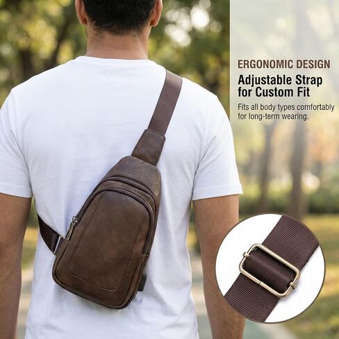 Men's Chest Bag,Sling Crossbody Shoulder Bag,Satchel Pouch Side Crossover Bag,Casual Bag Pack for Travel Daily (Brown) in Saudi Arabia