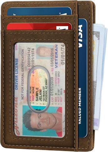 furid Slim Genuine Leather Wallet: Minimalist RFID Small Card Wallet for Men with ID Window - Front Pocket Comfortable Fit - 0.11-inch Ultra Thin Credit Card Holder for Men's Gift in Saudi Arabia
