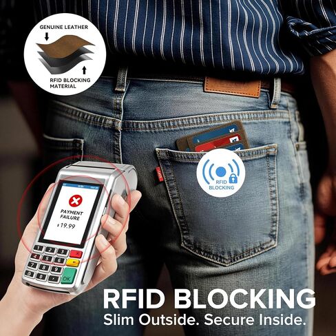 furid Slim Genuine Leather Wallet: Minimalist RFID Small Card Wallet for Men with ID Window - Front Pocket Comfortable Fit - 0.11-inch Ultra Thin Credit Card Holder for Men's Gift in Saudi Arabia