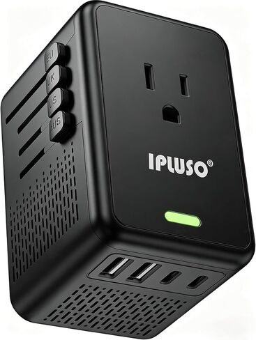 220V to 110V Voltage Converter US to Europe for Hair Dryer with Fast Charging, Power Converter Adapter Combo 2 USB A & 2 USB C, International Adapter European Travel Converter C G A I (Black) in Saudi Arabia