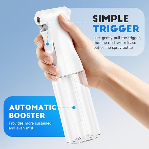 3 Pack Continuous Spray Bottles - Ultra Fine Mist Sprayer, Refillable Water Sprayer for Hairstyling, Plants, Pets, Cleaning, Skincare (6.8 OZ/200ML,White) in Kuwait