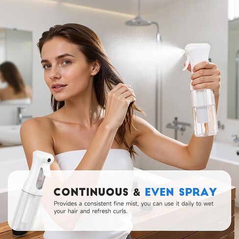 3 Pack Continuous Spray Bottles - Ultra Fine Mist Sprayer, Refillable Water Sprayer for Hairstyling, Plants, Pets, Cleaning, Skincare (6.8 OZ/200ML,White) in Kuwait
