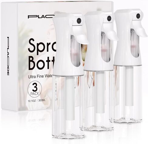 3 Pack Continuous Spray Bottles - Ultra Fine Mist Sprayer, Refillable Water Sprayer for Hairstyling, Plants, Pets, Cleaning, Skincare (6.8 OZ/200ML,White) in Kuwait