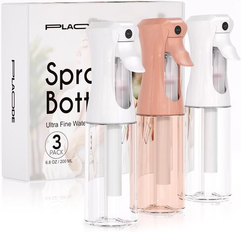 3 Pack Continuous Spray Bottles - Ultra Fine Mist Sprayer, Refillable Water Sprayer for Hairstyling, Plants, Pets, Cleaning, Skincare (6.8 OZ/200ML,White) in Kuwait