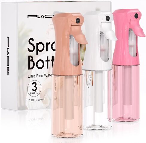 3 Pack Continuous Spray Bottles - Ultra Fine Mist Sprayer, Refillable Water Sprayer for Hairstyling, Plants, Pets, Cleaning, Skincare (6.8 OZ/200ML,White) in Kuwait