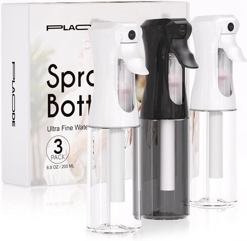 3 Pack Continuous Spray Bottles - Ultra Fine Mist Sprayer, Refillable Water Sprayer for Hairstyling, Plants, Pets, Cleaning, Skincare (6.8 OZ/200ML,White) in Kuwait