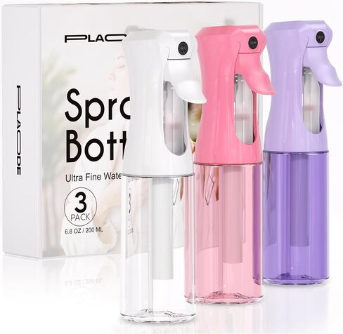 3 Pack Continuous Spray Bottles - Ultra Fine Mist Sprayer, Refillable Water Sprayer for Hairstyling, Plants, Pets, Cleaning, Skincare (6.8 OZ/200ML,White) in Kuwait
