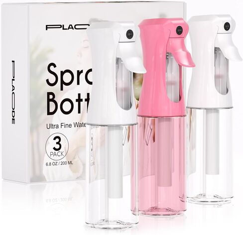 3 Pack Continuous Spray Bottles - Ultra Fine Mist Sprayer, Refillable Water Sprayer for Hairstyling, Plants, Pets, Cleaning, Skincare (6.8 OZ/200ML,White) in Kuwait