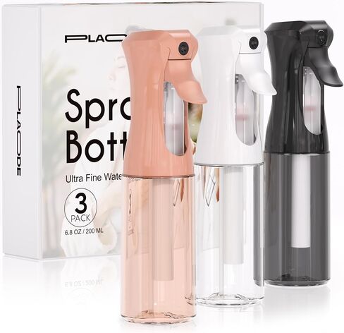 3 Pack Continuous Spray Bottles - Ultra Fine Mist Sprayer, Refillable Water Sprayer for Hairstyling, Plants, Pets, Cleaning, Skincare (6.8 OZ/200ML,White) in Kuwait