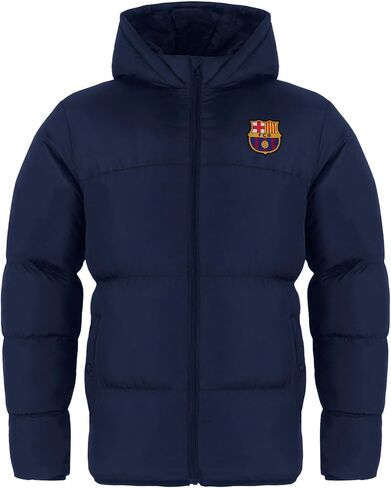 FC Barcelona Boys Quilted Jacket Hooded Winter Coat Official Gift Navy Crest 10-11 Years in Saudi Arabia