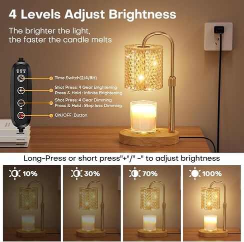 Candle Warmer Lamp with Timer Dimmer Height Adjustable Electric Candle Wax Warmer for Jar Candles Wax Melt Warmer with 2Bulbs Heater Lamp for Scented Wax for New Home Decor,House Warming Gifts in Saudi Arabia