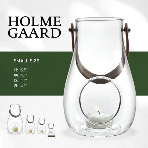 Holmegaard Design with Light Lantern, Clear, 9.8" H x 6.1" D, Designed by Maria Berntsen, Gift Box Included in Saudi Arabia