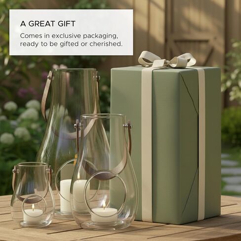 Holmegaard Design with Light Lantern, Clear, 9.8" H x 6.1" D, Designed by Maria Berntsen, Gift Box Included in Saudi Arabia