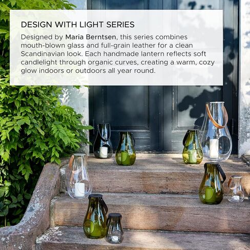 Holmegaard Design with Light Lantern, Clear, 9.8" H x 6.1" D, Designed by Maria Berntsen, Gift Box Included in Saudi Arabia
